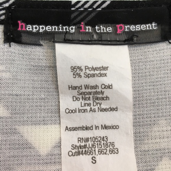 Black Peplum Top Abstract Print Small Juniors - Picture 5 of 5